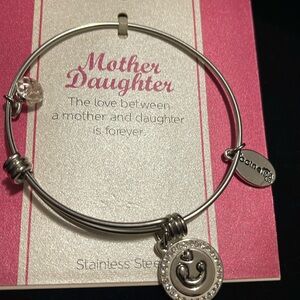 Footnotes Mom Stainless Steel Heart Bangle Bracelet